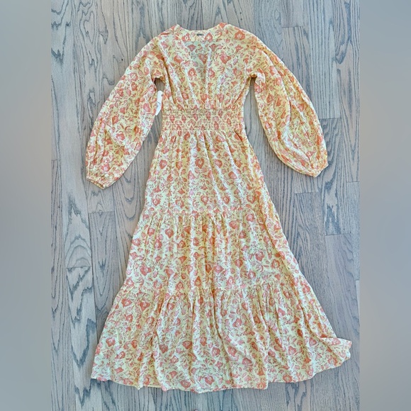 NWT Billabong Women’s Golden Cosmos Floral Long Sleeve Yellow Maxi Dress Small - Picture 13 of 15